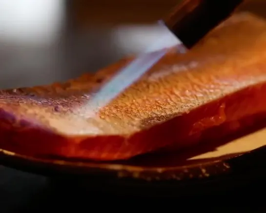 Preparing trout for our Omakase selection... stunning !! @luckycatbygordonramsay