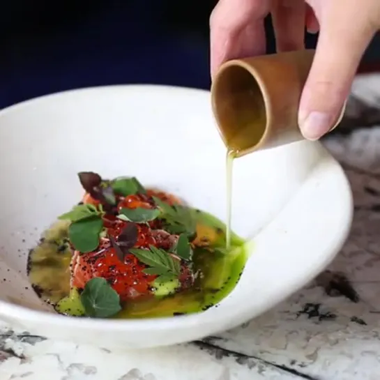 Cured salmon, shiso, citrus ponzu. Have you tried @luckycatbygordonramsay yet ?!