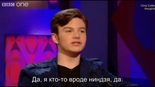 Chris Colfer shows his sai swords skills - Friday Night With Jonathan Ross (Rus Sub)