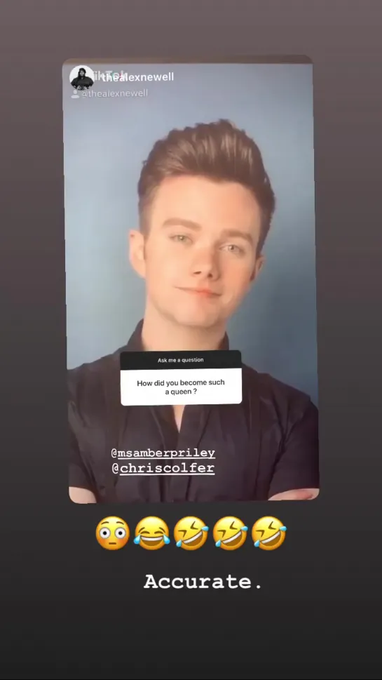 Chris Colfer via Instagram Stories 28.05.2020