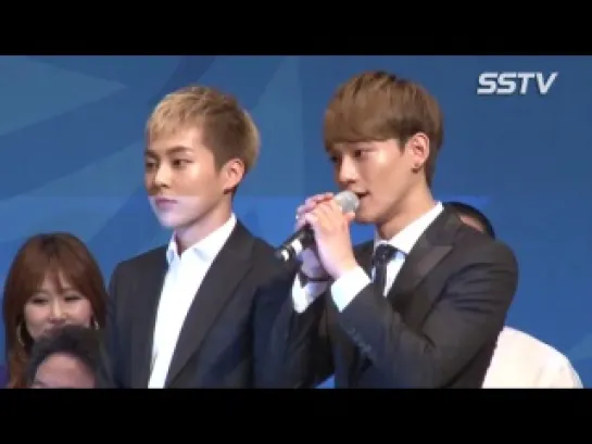 SSTV: 140701 Chen & Xiumin @ Incheon Asian Games Press Conference