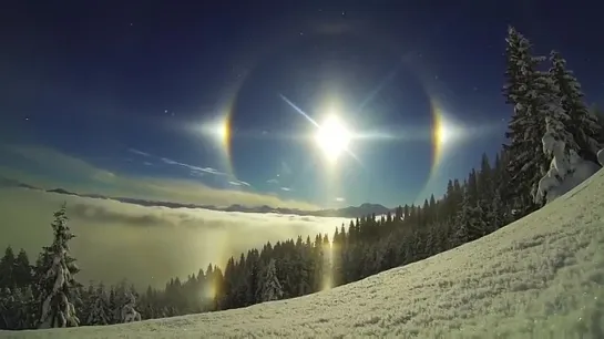 Epic Sun Dog Scene  5 Suns Weather Phenomenon