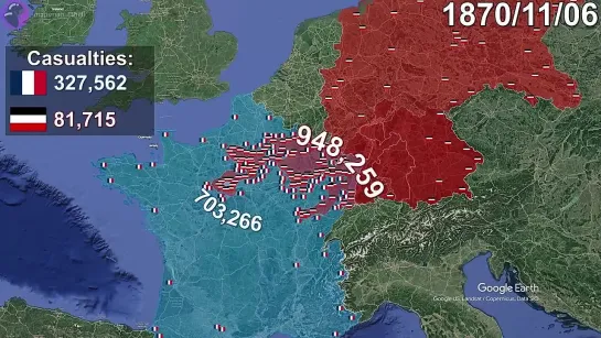 map _ The Franco-Prussian War using Google Earth