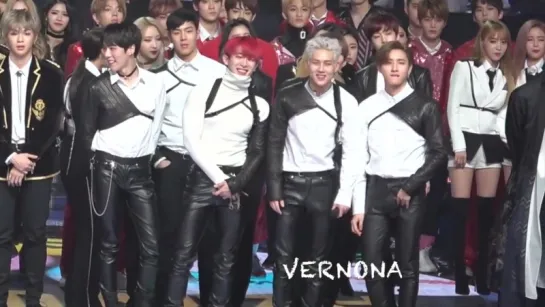 [Fancam][31.12.2017] MBC Gayo Daejejeon : The FAN 2017 (reaction MONSTA X  to SEVENTEEN 'CLAP')