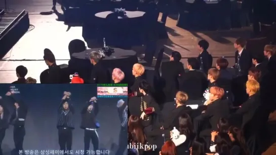 [Fancam][15.11.2017] Seventeen, JBJ, Jung Sewoon, Gugudan reaction to perfomance Monsta X @ AAA 2017