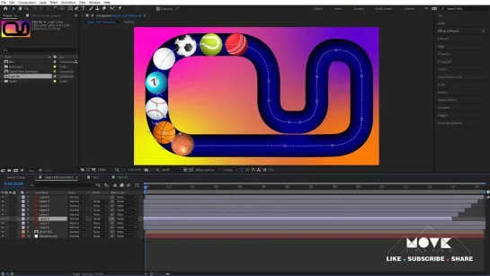 Объекты по направляющей в  After Effects