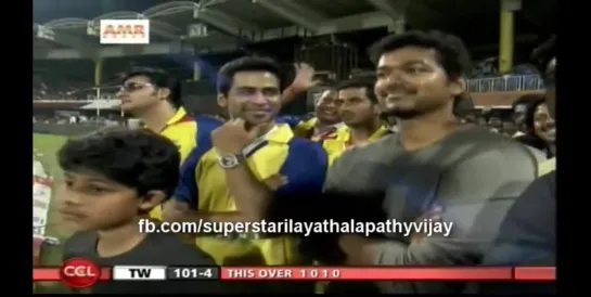 Vijay Cheering Chennai Team At CCL Semi Finals.wmv