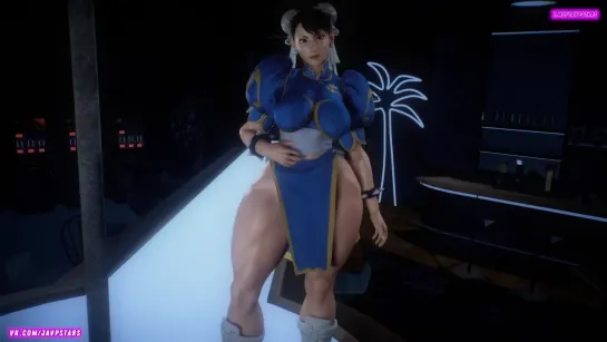 Чунь-Ли медленно двигается под музыку / Chun-Li slow dance (Street Fighter 3d персонаж хентай hentai эротика анимация hot anime