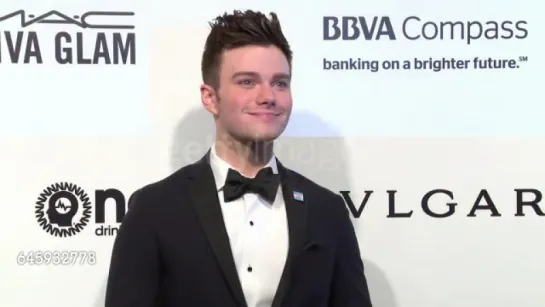 Chris Colfer on the white carpet at the 25th Annual Elton John AIDS Foundation’s Academy Awards Viewing Party (February 26, 2017