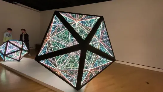 This sculpture, titled “Portal Icosahedron,” serves as a window into another world. Credit goes to fine artist Anthony James.