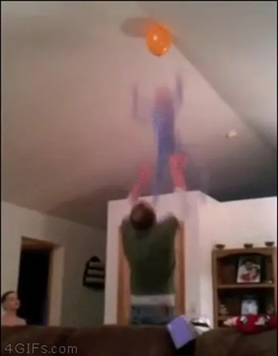 That’s one way to get a balloon off of the ceiling