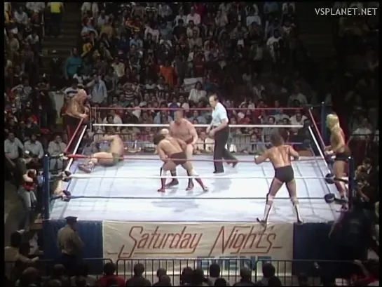 Nikolai Volkoff, Iron Sheik, George Steele vs US Express, Ricky Steamboat - Saturday Night Main Event