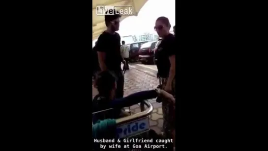 Жена застала мужа с любовницей , а он её при этом избил  - Wife caught cheating husband at airport