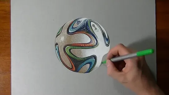 Drawing Time Lapse: Brazuca ball - hyperrealistic art