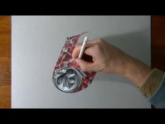 How to draw a crushed coca-cola can