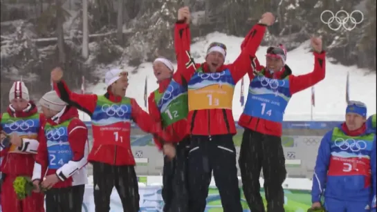 Biathlon Men Team Relay - Victory Cremony (Vancouver 2010)