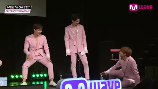 [VK][04.08.17][MEETGREET] Hyungwon Penalty dance with Pippi hair and mustache