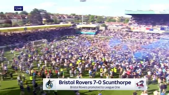 Bristol Rovers win promotion on goals scored after beating Scunthorpe 7-0