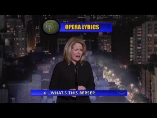 Renée Fleming sings the Top Ten list on the Late Show with David Letterman 2013