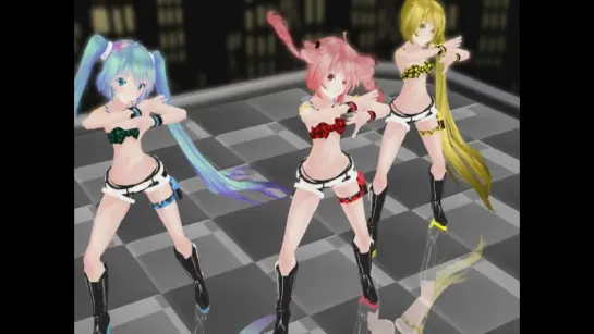 Vocaloid  Вокалоиды - MMD TDA  Miku Hatsune, Teto, Akita Neru  Мику Хатсуне, Акита Неру, Тэто (Vocaloid - Galaxias!)