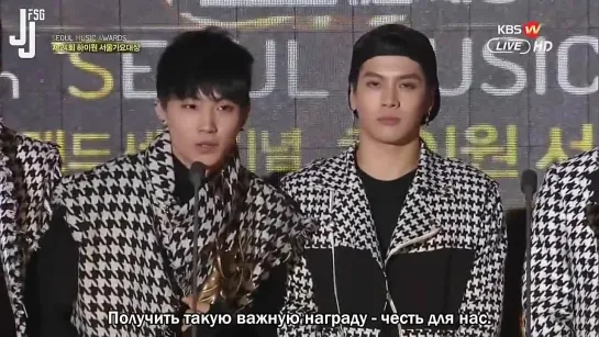 [150122] Победа GOT7 в номинации "Лучшая новая группа" на Seoul Music Award [русс.саб]