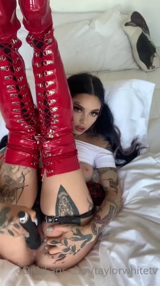 Taylor White | Litttle tattooed whore in miniskirt