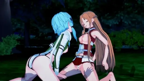 Sword Art Online - Asuna X Sinon 3D Hentai Threesome