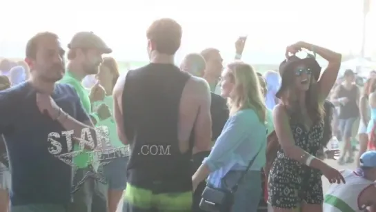 Diane Kruger and Joshua Jackson dance with Nina Dobrev at Coachella in Indio, CA