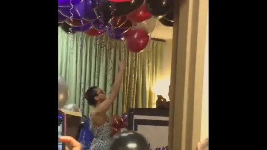 room full of balloons surprise was a success for @ninadobrev | #WrapOnElenaGilbert #tvdS6 #TVD