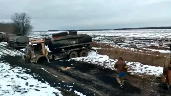 Под Прилуками полностью разбита большая топливная российская колонна