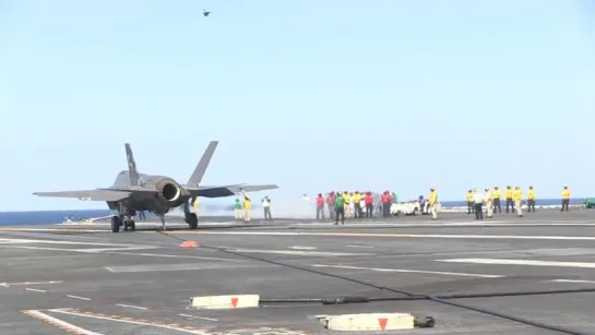 F-35C Completes First Arrested Landing aboard Aircraft Carrier