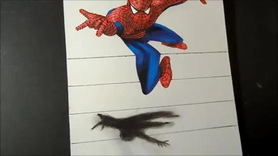 Drawing a 3D Spiderman, Trick Art Graphics