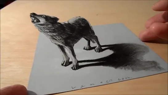 Drawing a 3D Wolf, Trompe-loeil