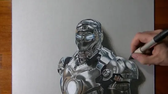 Drawing time lapse - Iron Man - hyperrealistic art