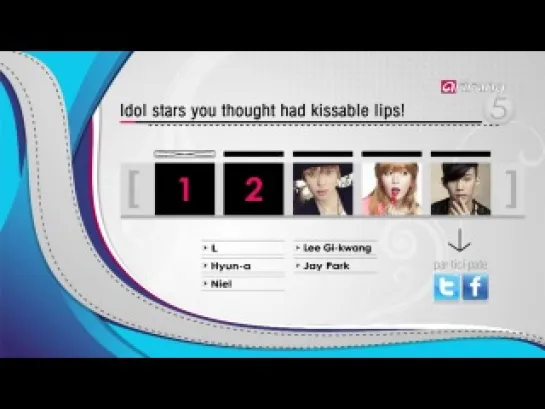 [CHART] 11.06.2013 ArirangTV Pops in Seoul - Idol Stars With Kissable Lips - #2 KiKwang