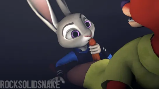 Judy Hopps Nibbling Nick’s Carrot by rocksolidsnake