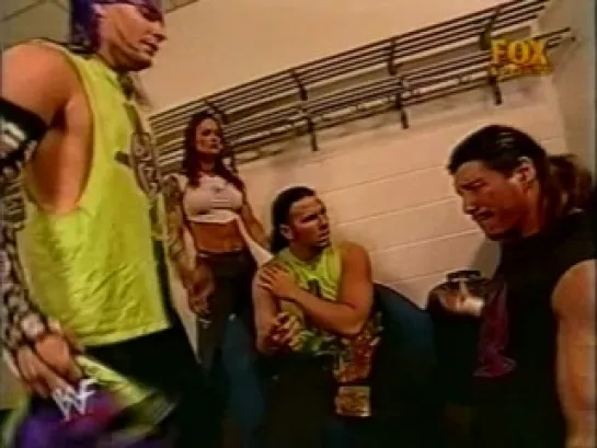 Hardy Boyz,Lita & Eddie Guerrero backstage(WWF Raw Is War 21.05.2001)