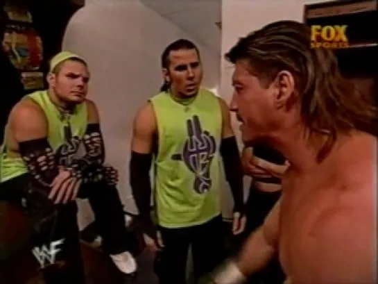 Hardy Boyz,Lita & Eddie Guerrero backstage(WWF Raw Is War 07.05.2001)