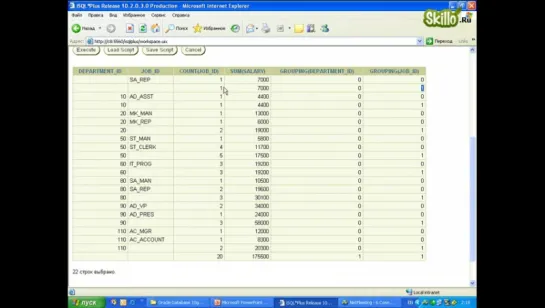 26 Oracle 10g Sql_19. Использование ROLLUP, CUBE, GROUPING SETS в GROUP BY