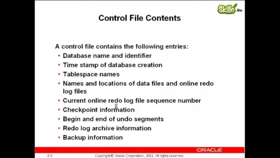 29 Oracle 9i-10g Control files