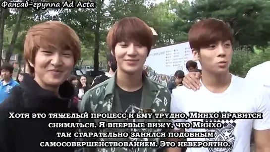 120928 SHINee посетили Минхо на съемках 'For You In Full Blossom' (рус.саб)