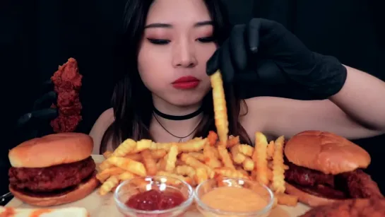 ASMR Mukbang ~ Hot Fire Chicken and Fries2020-06-03Ting Tingles ASMR