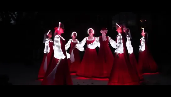 Russian folk dance in Siberia. Artists of LED show Care