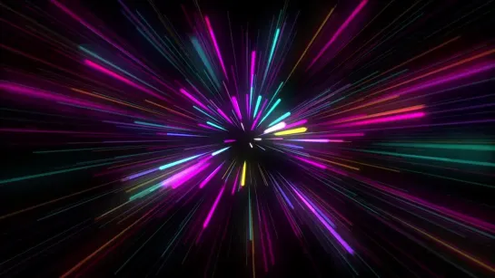 Abstract Background Flying Neon Rays Effect Teleportation Travel Space 4K