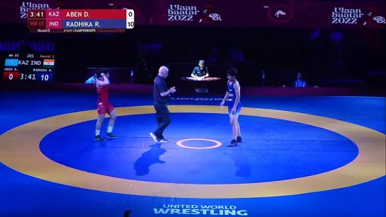 Round 5 WW - 65 kg_ D. ABEN (KAZ) v. R. RADHIKA (IND)