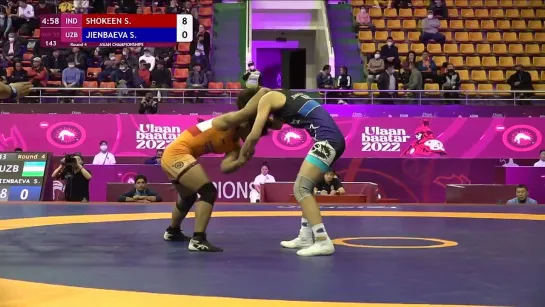 Round 4 WW - 55 kg_ S. SHOKEEN (IND) v. S. JIENBAEVA (UZB)