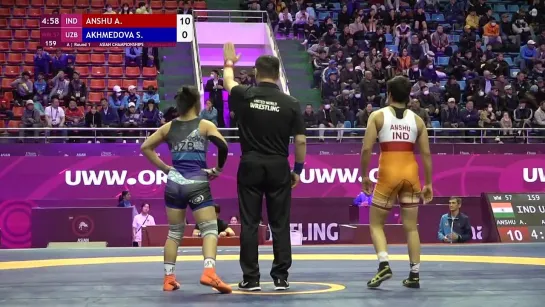 Round 1 WW - 57 kg_ A. ANSHU (IND) v. S. AKHMEDOVA (UZB)