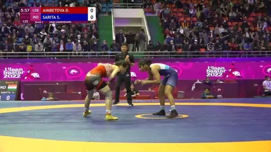 Round 3 WW - 59 kg_ D. AIMBETOVA (UZB) v. S. SARITA (IND)