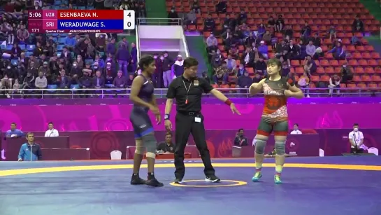 1_4 WW - 62 kg_ N. ESENBAEVA (UZB) v. S. WERADUWAGE (SRI)