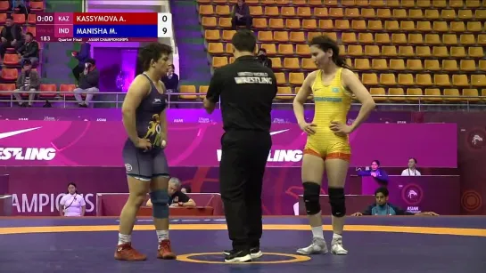 1_4 WW - 62 kg_ A. KASSYMOVA (KAZ) v. M. MANISHA (IND)